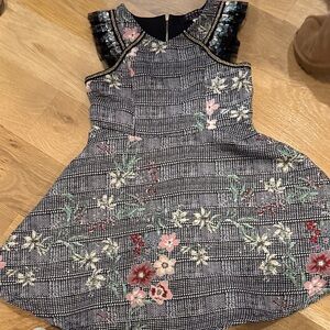 Hannah Banana Black and Pink Floral Kids Dress